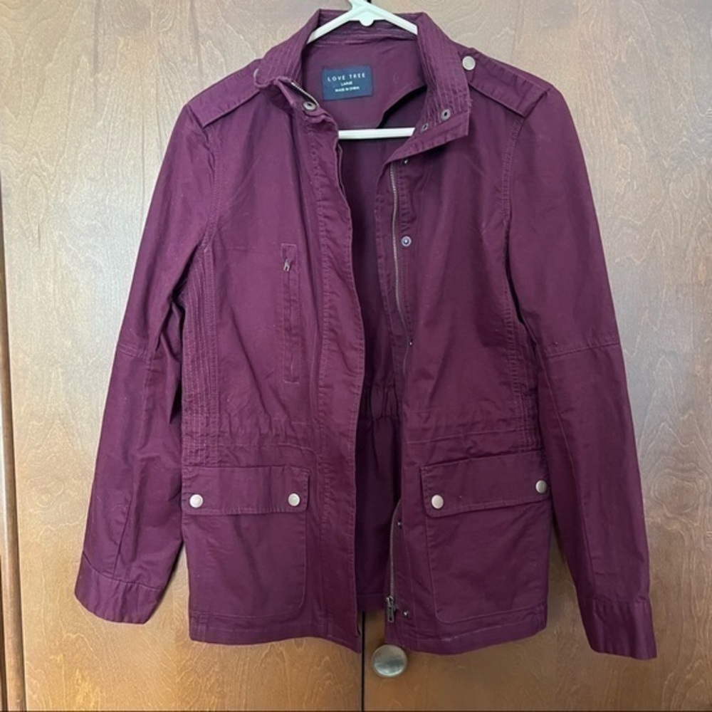 Love Tree Cotton Anorak Jacket. Juniors Lg Cranberry Colored.